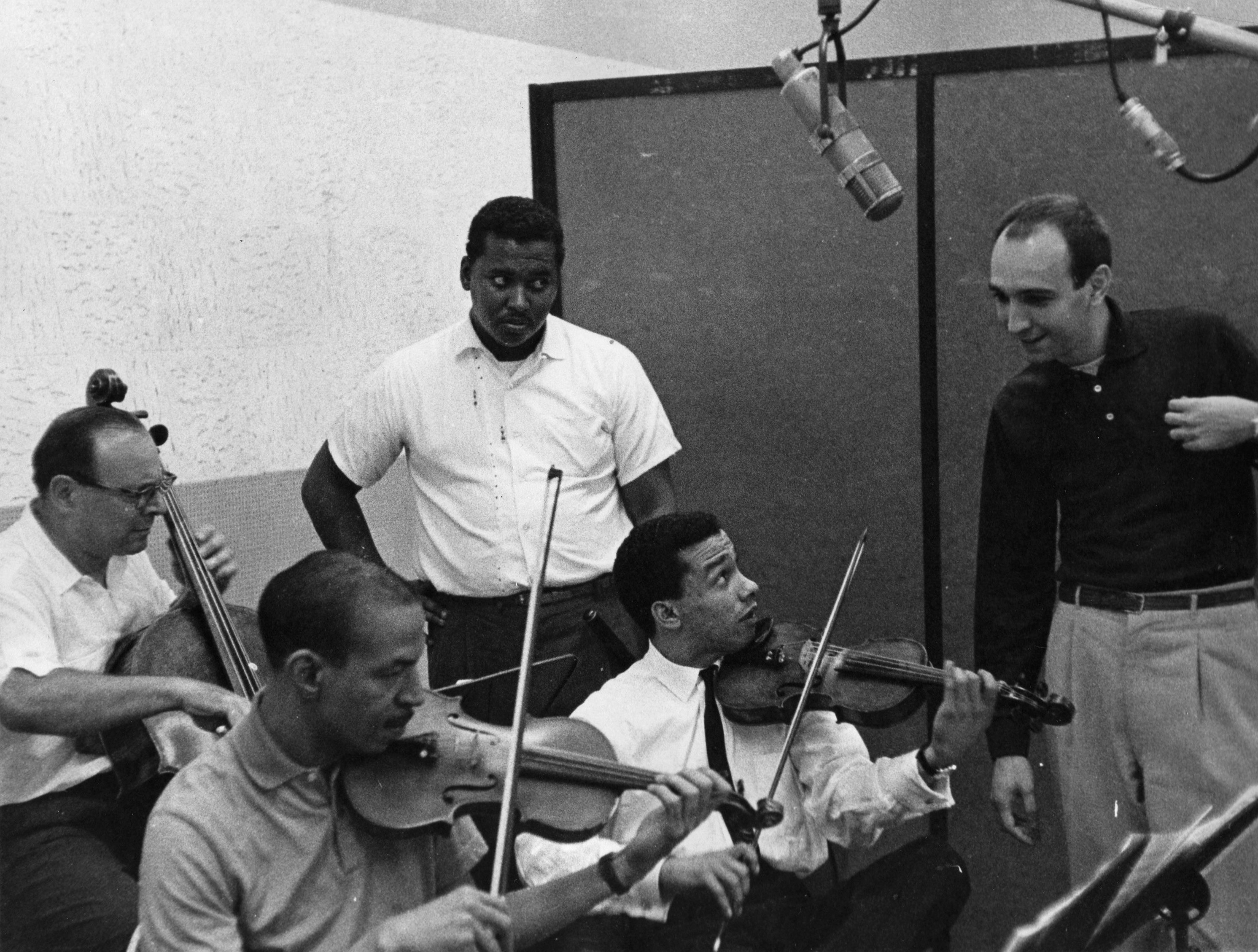 Donato (far right) with Mongo Santamaria and string section. Courtesy of Donato.